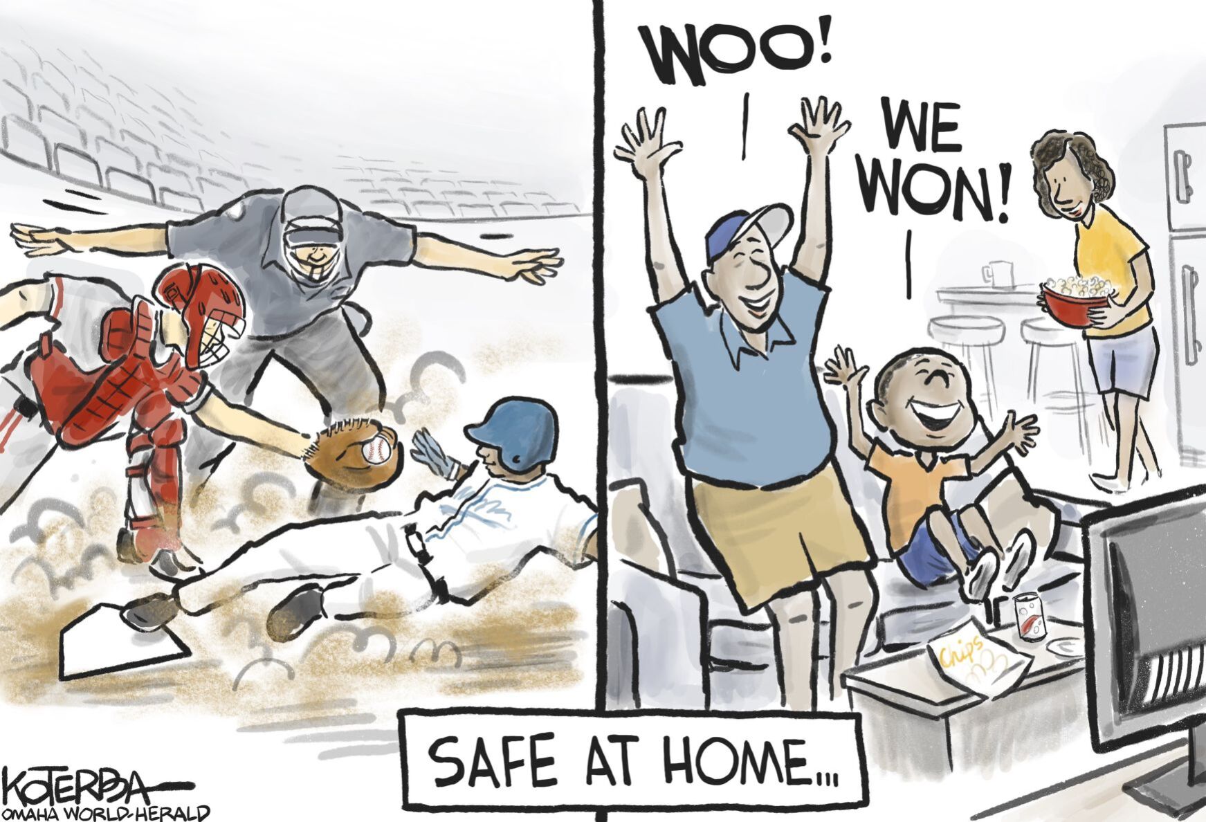 Jeff Koterba's latest cartoon: Safe at home
